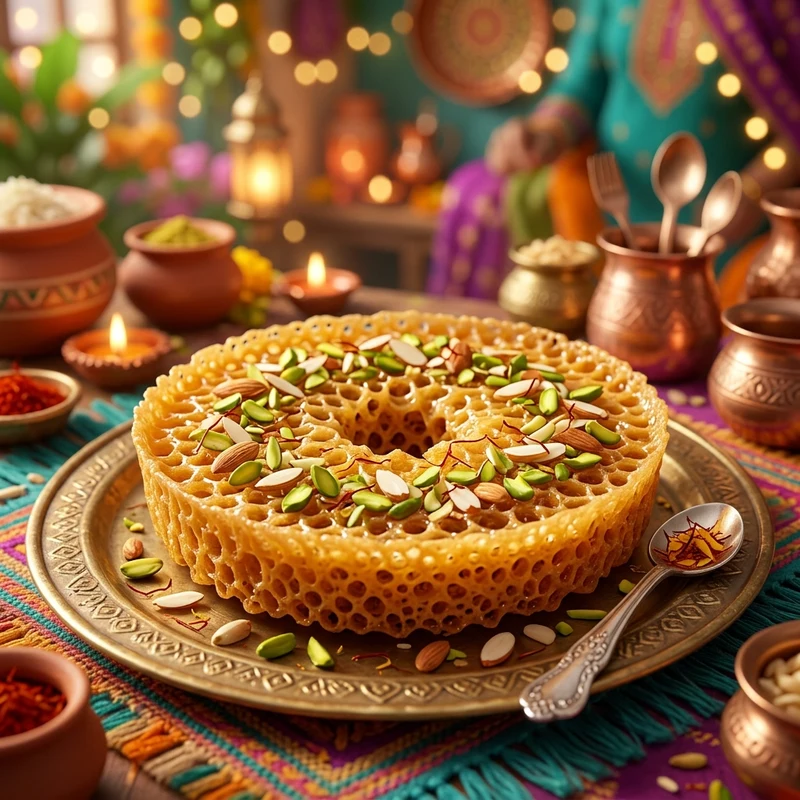 Making Dry Fruits Ghewar — Bubbloo Recipe AI YouTube Short thumbnail